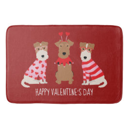 Happy Valentines Day Welsh Wire Fox Terrier Dogs Badematte