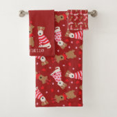 Happy Valentines Day Welsh Wire Fox Terrier Dogs Badhandtuch Set (Insitu)