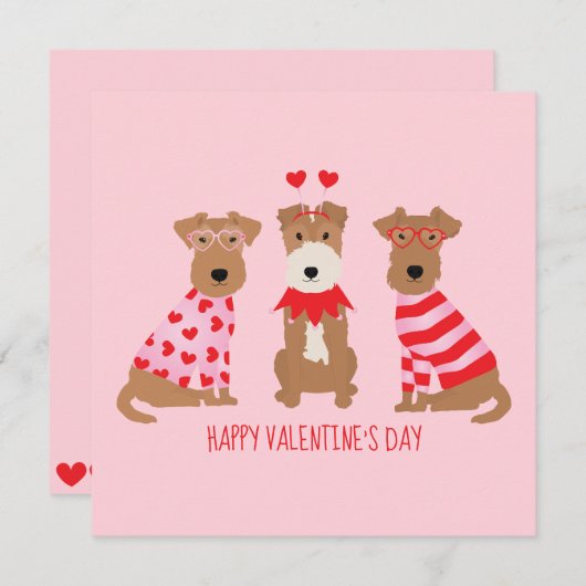 Happy Valentines Day Welsh Wire Fox Terrier Dogs Einladung (Vorne/Hinten)