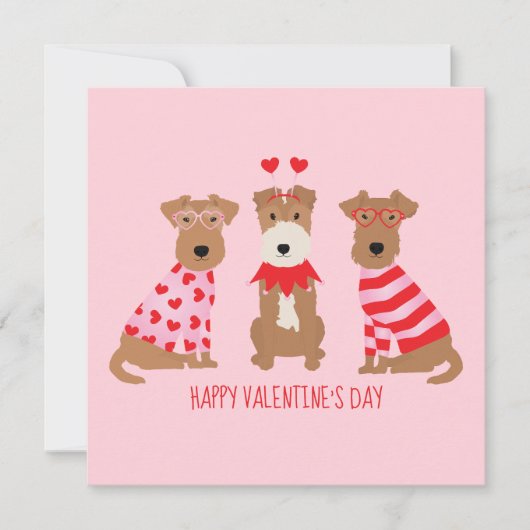 Happy Valentines Day Welsh Wire Fox Terrier Dogs Einladung (Vorderseite)