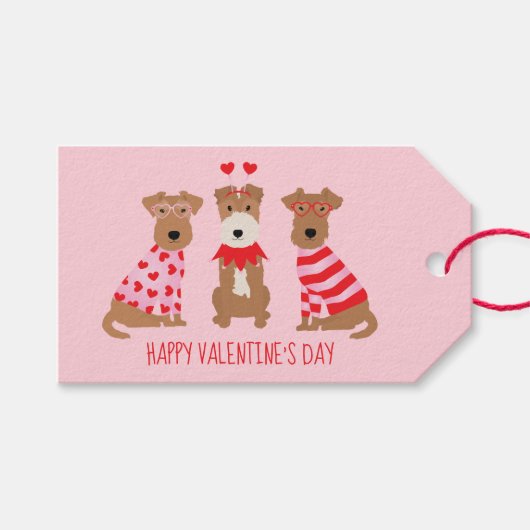 Happy Valentines Day Welsh Wire Fox Terrier Dogs Geschenkanhänger (Vorderseite (Horizontal))