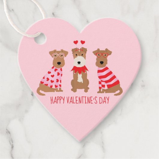 Happy Valentines Day Welsh Wire Fox Terrier Dogs Geschenkanhänger (Vorderseite)