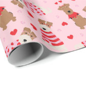 Happy Valentines Day Welsh Wire Fox Terrier Dogs Geschenkpapier (Rolleneckpunkt)