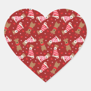 Happy Valentines Day Welsh Wire Fox Terrier Dogs Herz-Aufkleber