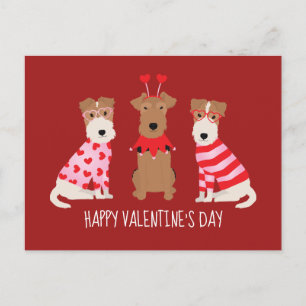 Happy Valentines Day Welsh Wire Fox Terrier Dogs Postkarte