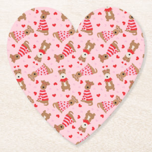 Happy Valentines Day Welsh Wire Fox Terrier Dogs Untersetzer