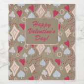 Happy Valentines Day Whimsical Heart Pattern Weinetikett (Einzelnes Label)