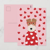 Happy Valentines Day Wire Fox Terrier Dog Pink Car Postkarte (Vorne/Hinten)