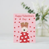 Happy Valentines Day Wire Fox Terrier Dog Postkarte (Stehend Vorderseite)