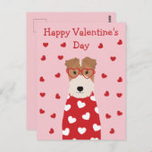 Happy Valentines Day Wire Fox Terrier Dog Postkarte (Vorne/Hinten)