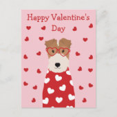 Happy Valentines Day Wire Fox Terrier Dog Postkarte (Vorderseite)