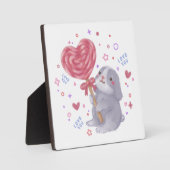 Happy Valentine's Day with Bunny & Lollipop Fotoplatte (Vorderseite)