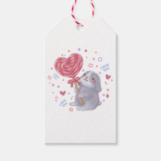 Happy Valentine's Day with Bunny & Lollipop Geschenkanhänger