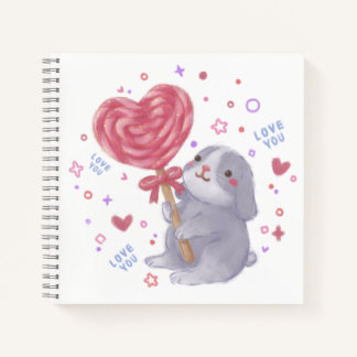 Happy Valentine's Day with Bunny & Lollipop Notizblock