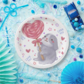 Happy Valentine's Day with Bunny & Lollipop Pappteller (Party)