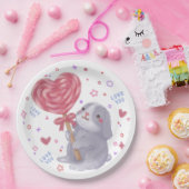 Happy Valentine's Day with Bunny & Lollipop Pappteller (Party)