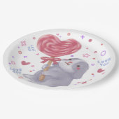 Happy Valentine's Day with Bunny & Lollipop Pappteller (Schrägansicht)
