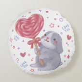 Happy Valentine's Day with Bunny & Lollipop Rundes Kissen (Rückseite)