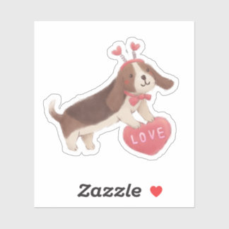 Happy Valentine's Day with Puppy Aufkleber