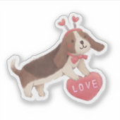 Happy Valentine's Day with Puppy Aufkleber (Vorderseite)