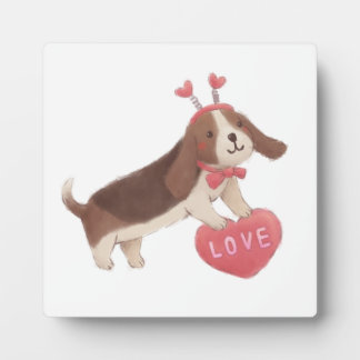 Happy Valentine's Day with Puppy Fotoplatte
