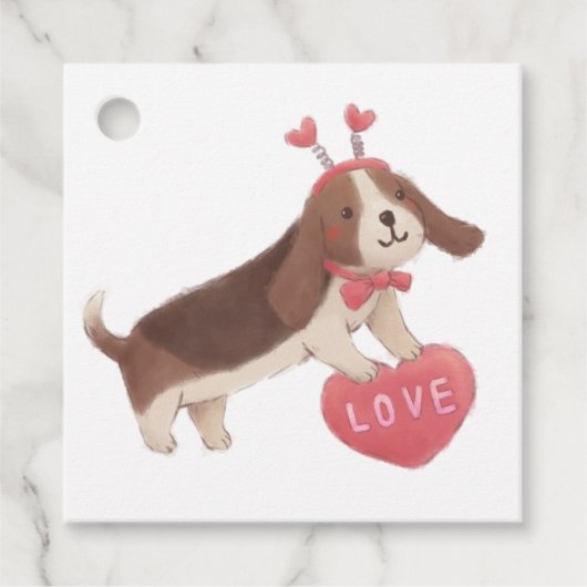 Happy Valentine's Day with Puppy Geschenkanhänger (Vorderseite)