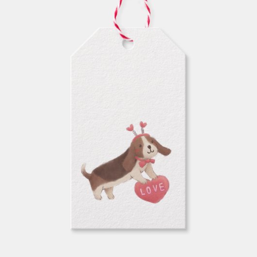 Happy Valentine's Day with Puppy Geschenkanhänger (Vorderseite)
