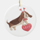 Happy Valentine's Day with Puppy Keramik Ornament (Hinten)