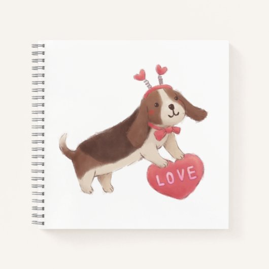 Happy Valentine's Day with Puppy Notizblock (Vorderseite)