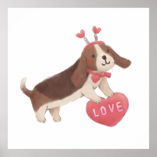 Happy Valentine's Day with Puppy Poster (Vorne)
