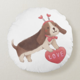 Happy Valentine's Day with Puppy Rundes Kissen
