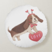 Happy Valentine's Day with Puppy Rundes Kissen (Rückseite)