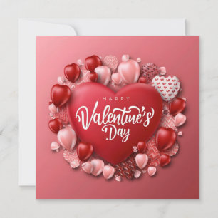 Happy Valentine's Day with Red Heart Feiertagskarte