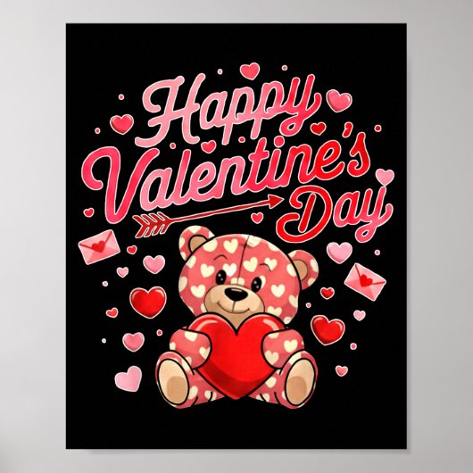 Happy Valentines Day Women Cute Bear Valentine Hea Poster (Vorne)