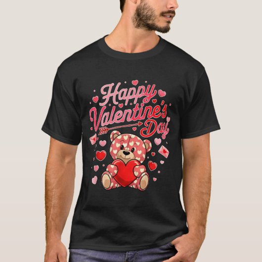 Happy Valentines Day Women Cute Bear Valentine Hea T-Shirt (Vorderseite)