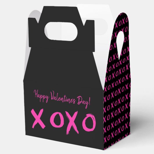 Happy Valentine's Day xoxo Black Pink Geschenkschachtel (Geöffnet)