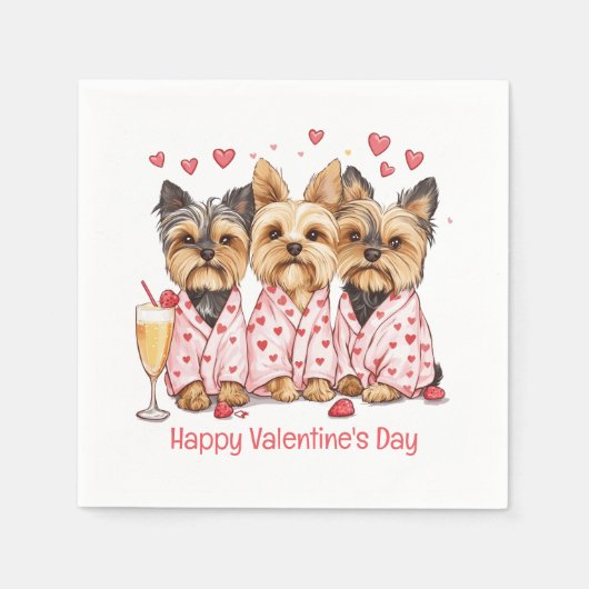 Happy Valentines Day Yorkie Dogs Serviette (Vorderseite)