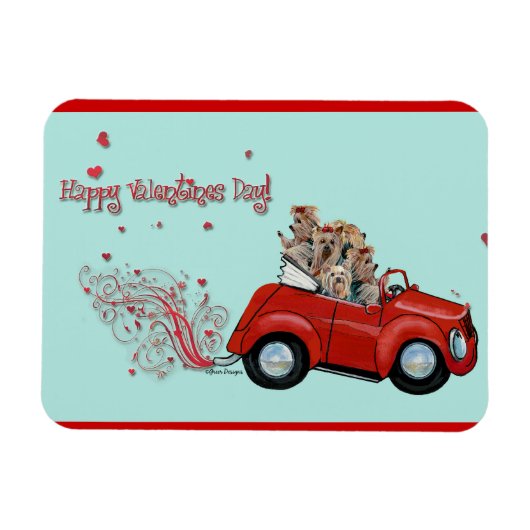 Happy Valentine's Day Yorkies Magnet (Horizontal)