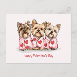 Happy Valentines Day Yorkshire Terrier Dogs Feiertagspostkarte