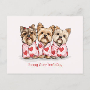 Happy Valentines Day Yorkshire Terrier Dogs Feiertagspostkarte