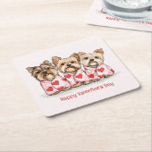 Happy Valentines Day Yorkshire Terrier Dogs Rechteckiger Pappuntersetzer (angewinkelt)