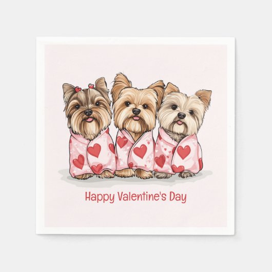 Happy Valentines Day Yorkshire Terrier Dogs Serviette (Vorderseite)