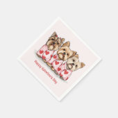 Happy Valentines Day Yorkshire Terrier Dogs Serviette (Ecke)
