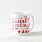 Happy Valentines Day Zitat mit Herzen 3 Kaffeetasse (VorderseiteRechts)