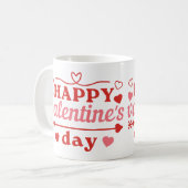 Happy Valentines Day Zitat mit Herzen 3 Kaffeetasse (Vorderseite Links)