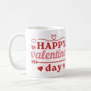 Happy Valentines Day Zitat mit Herzen 3 Kaffeetasse