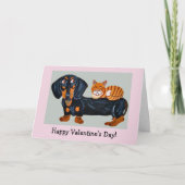 Happy Valentine's Dog & Cat Folded Greeting Card Karte (Vorderseite)