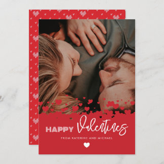 Happy Valentines Foto Red Hearts Couple Family Feiertagskarte