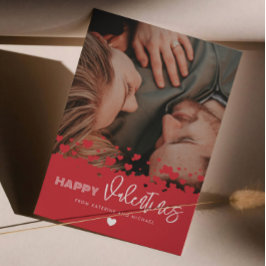 Happy Valentines Foto Red Hearts Couple Family Feiertagskarte