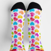 Happy Valentines Girly Vibranly Doodled Herzname Socken (Oben)